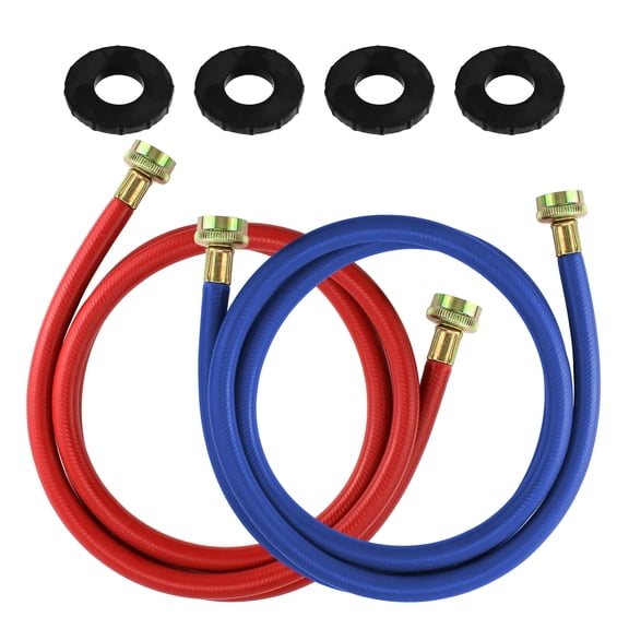 6FT Rubber Washing Machine Hoses 3/4" NPT Connection,2 Pack for Hot and Cold Water Water Supply Lines
