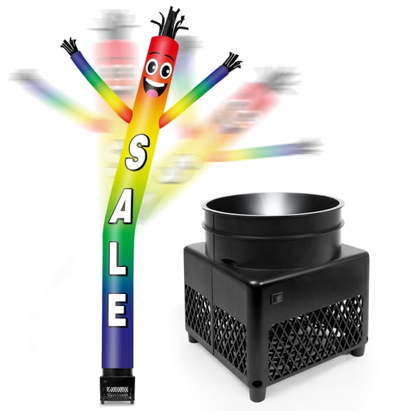 6FT Sale Rainbow Inflatable Tube Man with Blower (5.5'' Diameter) and Built-in LED - Wacky Waving Dancing Guy for Business Advertising Promotion
