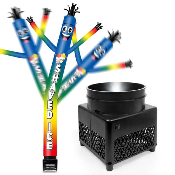 6FT Shaved Ice Inflatable Tube Man with Weather-Resistant Blower (5.5'' Diameter) and Built-in LED - Wacky Waving Dancing Guy for Business Advertising Promotion