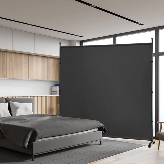 6FT Single Panel Room Divider with Wheels,Rolling Fabric Room Dividers for Partition Privacy Screens,Freestanding Wall Divider for Home Office,Restaurant,Hospital,(Black)