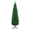 thumbnail image 1 of 6FT Slim Pencil Christmas Tree with 400 Realistic PVC Branches, Artificial Slim Christmas Tree with Metal Base, Slim Fir Xmas Tree for Holiday Decoration, 1 of 9
