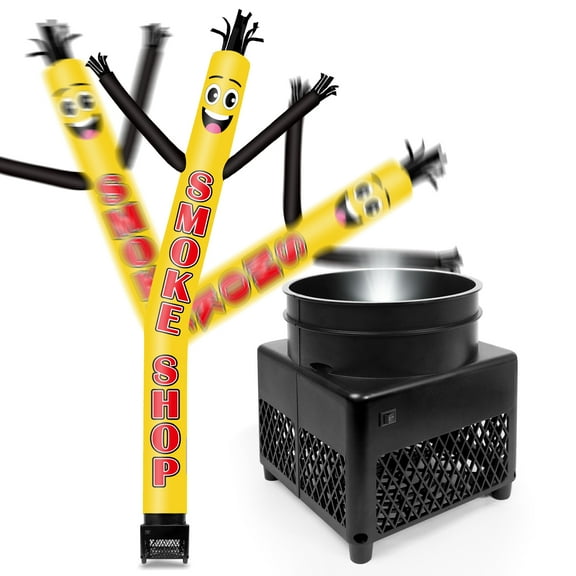 6FT Smoke Shop Inflatable Tube Man with Weather-Resistant Blower (5.5'' Diameter) and Built-in LED - Wacky Waving Dancing Guy for Business Advertising Promotion