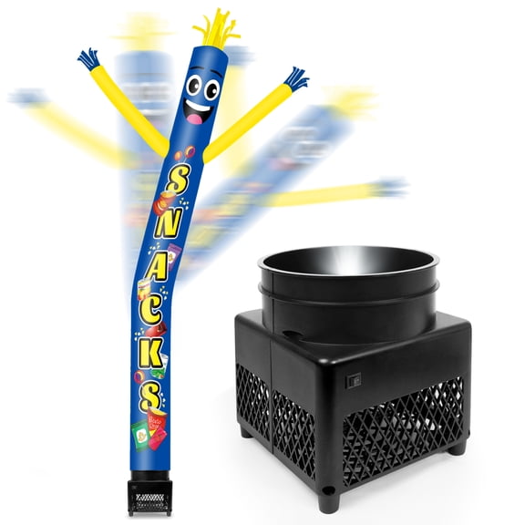 6FT Snacks Inflatable Tube Man with Blower (5.5'' Diameter) and Built-in LED - Wacky Waving Dancing Guy for Business Advertising Promotion