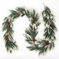 thumbnail image 1 of 6FT Snow Pine Garland Flocked Christmas Garland for Staircase Snowy Christmas Decorations Long Branches Pine Garland with Snow(with Pine), 1 of 9