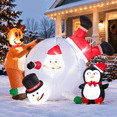 Santa Tree Snowman Inflatable 6FT Snowman With Santa Inflatable Yard Decoration with LED Lights ...