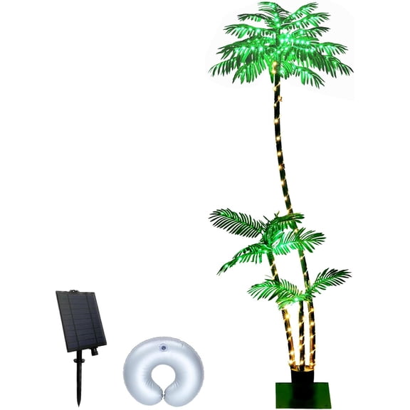 6FT Solar Lighted Palm Tree with 260 LED for Outdoor Patio Pool Deck Decor