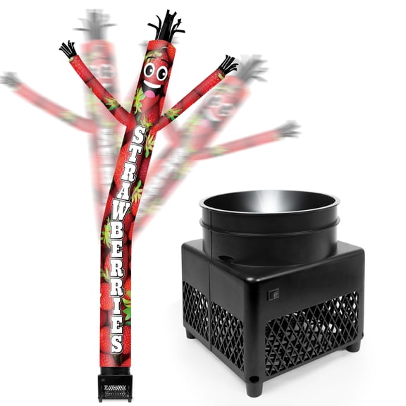 6FT Strawberries Inflatable Tube Man with Blower (5.5'' Diameter) and Built-in LED - Wacky Waving Dancing Guy for Business Advertising Promotion