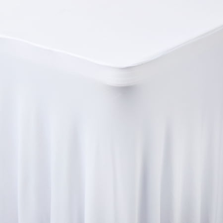 POLYESTER RUFFLE TRIM TABLE SKIRT, WHITE, 6′, BY...