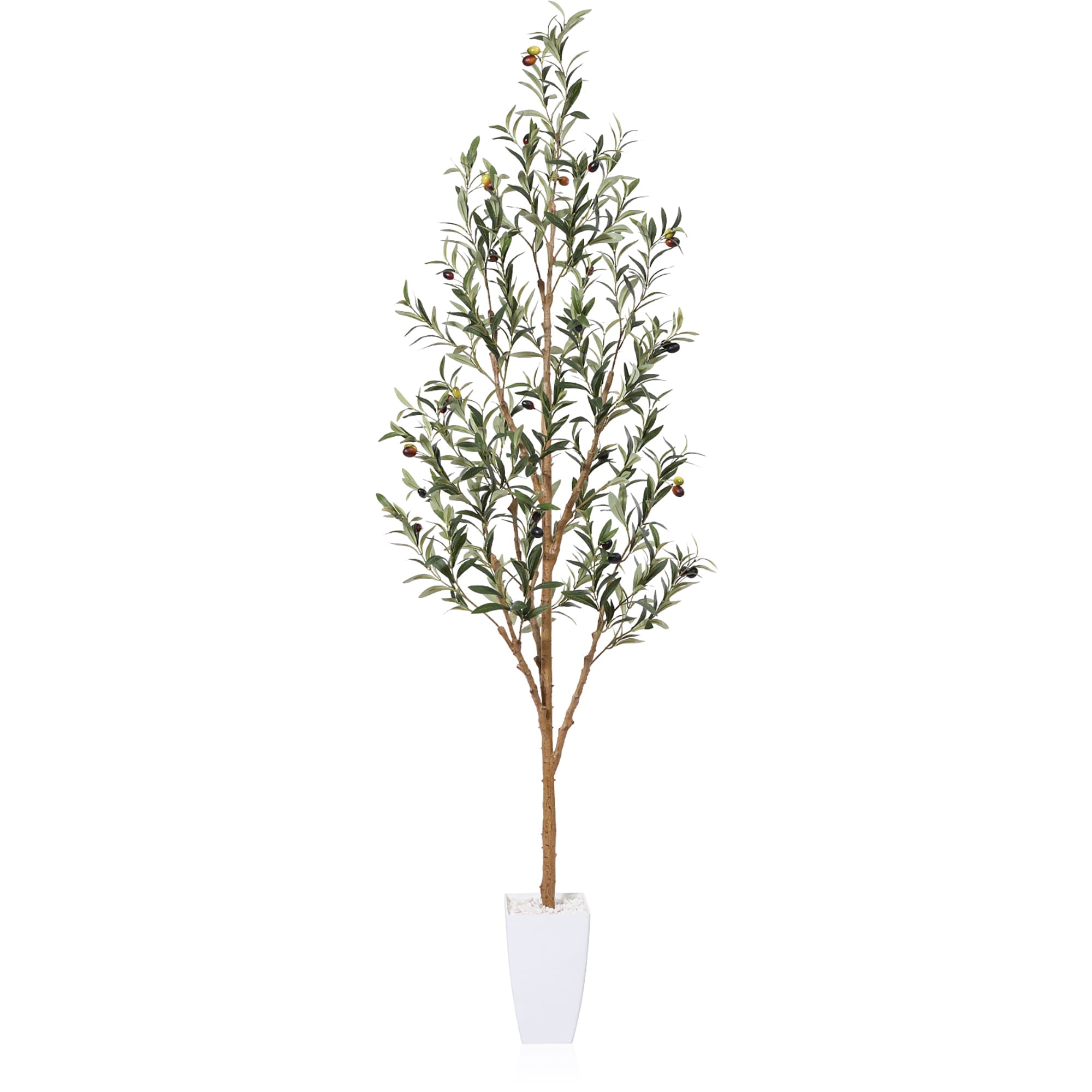 6FT Tall Artificial Olive Tree with 9'' White Taper Planter, Artificial