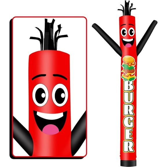 6FT Tall Inflatable Tube Man Burger Wacky Wavy Dancing Guy (9''Diameter) for Outdoor Decoration Advertising Business Promotion (Blower Not Included)