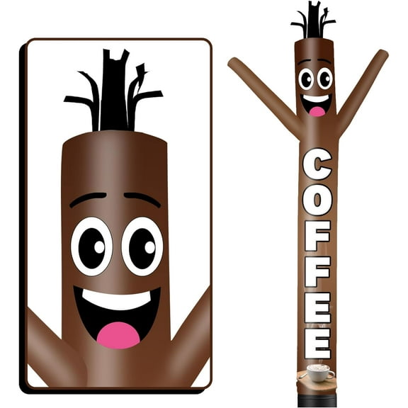 6FT Tall Inflatable Tube Man Coffee Wacky Wavy Dancing Guy (9''Diameter) for Outdoor Decoration Advertising Business Promotion - Food Theme (Blower Not Included)