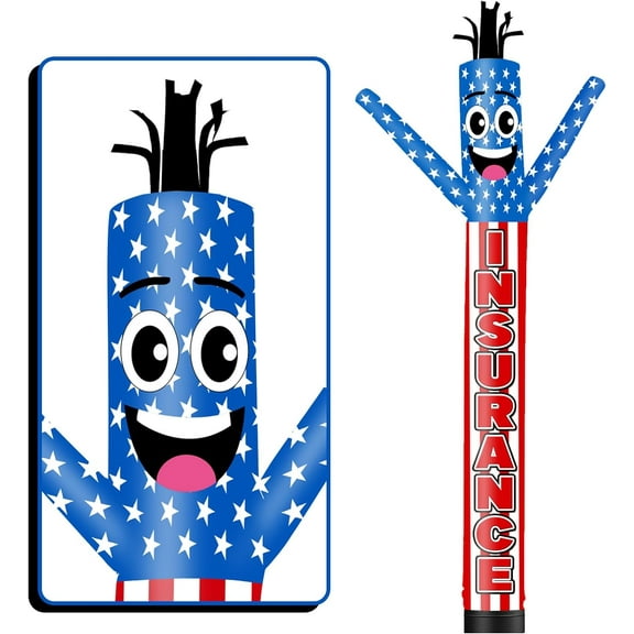 6FT Tall Insurance Inflatable Tube Man (9''Diameter) Wacky Wavy Dancing Guy for Outdoor Decoration Advertising Business Promotion (Blower Not Included)