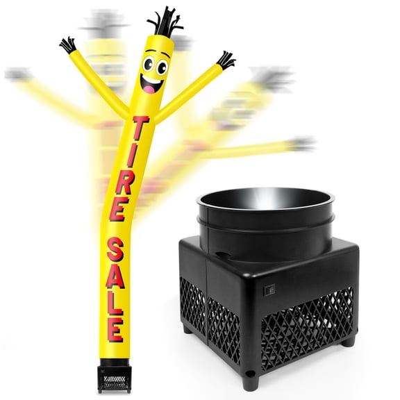 6FT Tire Sale Inflatable Tube Man with Blower (5.5'' Diameter) and Built-in LED - Wacky Waving Dancing Guy for Business Advertising Promotion - Yellow