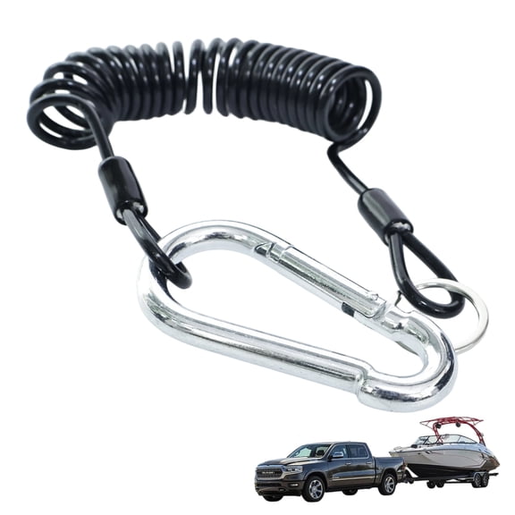 6FT Trailer Breakaway Spring Cable 80-01-2160 RV Electromagnetic Brake Stop Spring Cord Anti-Lost Cable Black