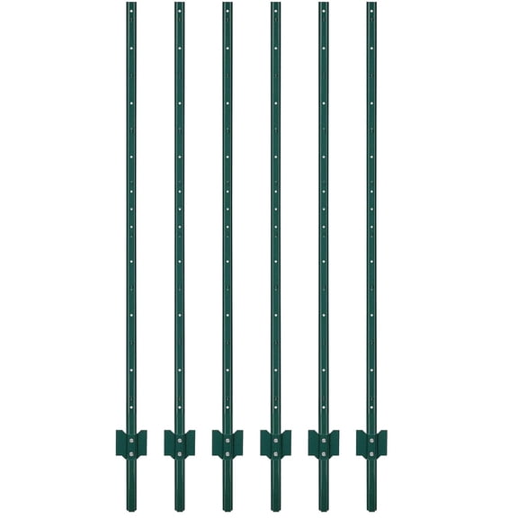 6FT U-Shaped Metal Fence Posts 6-Pack - Heavy Duty Rust-Resistant Garden Stakes for Yard