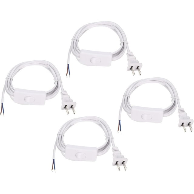 6FT US Plug Lamp Cord with Switch, 4Pcs 18/2 Replacement Power Wire