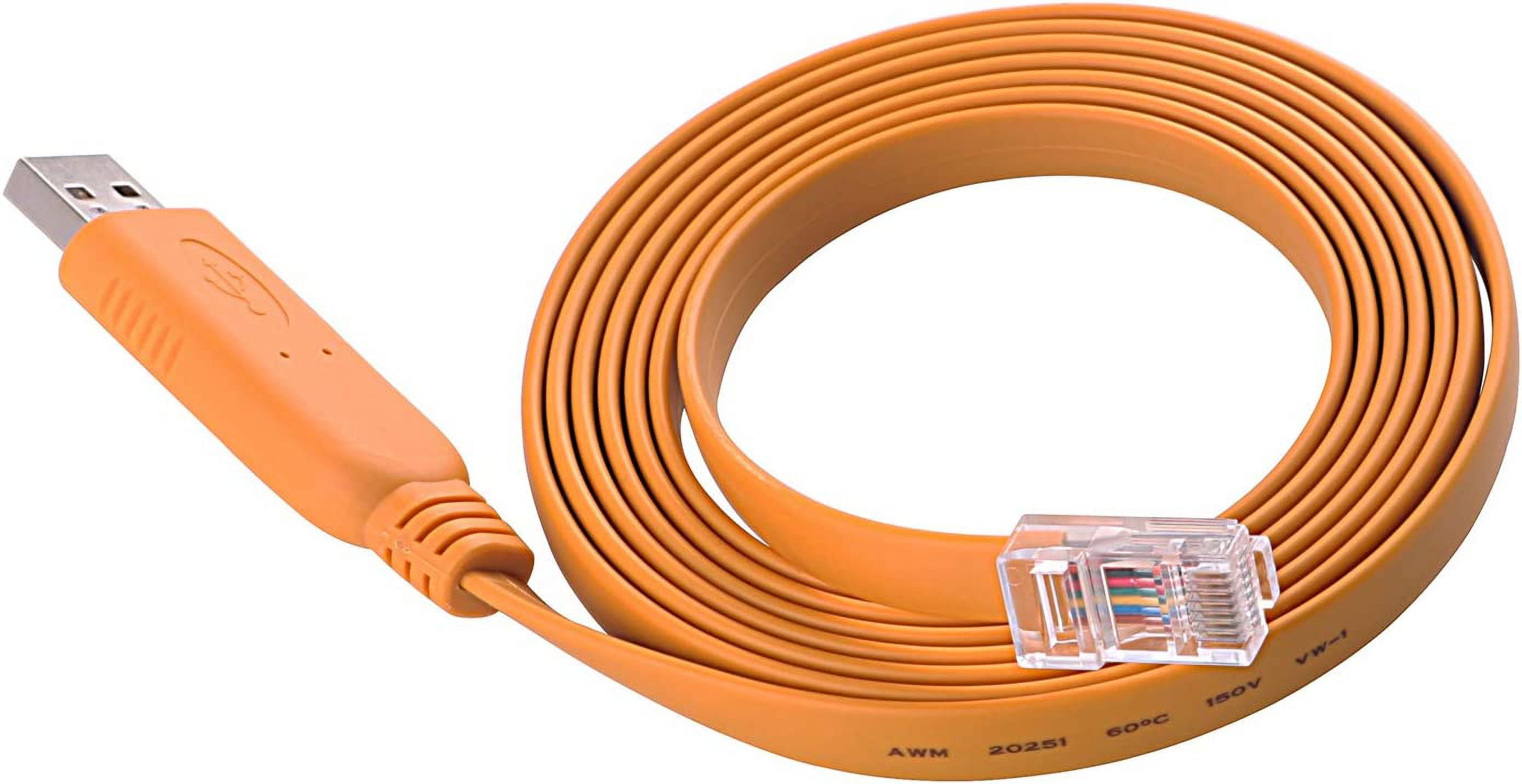 6FT USB to RS232 RJ45 Serial Adapter Console Console Rollover Cable for