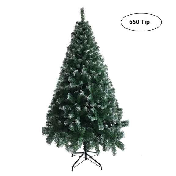 6FT Unlit Artificial Christmas Tree for Holiday Decoration, Premium Hinged Spruce Green Xmas Tree, 650 Branch Tips and Foldable Metal tree base with 3 screws for Home, Office, Party