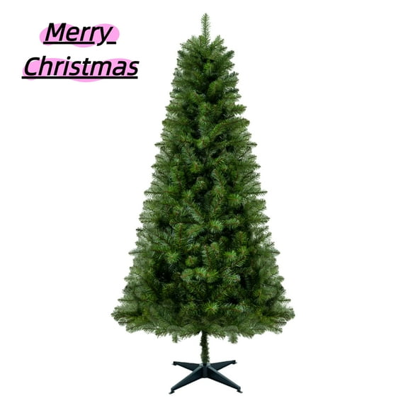 6FT Unlit Artificial Christmas Tree with 490 Tips, PVC Full Branches, Classic Green Holiday Tree with 4-Leg Plastic Stand for Indoor Home Decoration