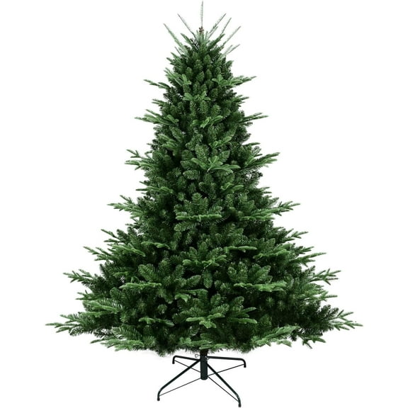 6FT Unlit Christmas Tree, Premium Artificial Douglas Firs Christmas Tree with 1673 Branch Tips, Realistic Faux Xmas Tree with Metal Hinges and Foldable Base for Holiday, Home, Party Decoration