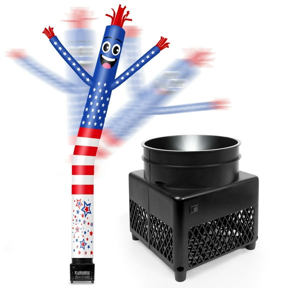 6FT Usa American Flag Inflatable Tube Man with Weather-Resistant Blower (5.5'' Diameter) and Built-in LED - Wacky Waving Dancing Guy for Business Advertising Promotion