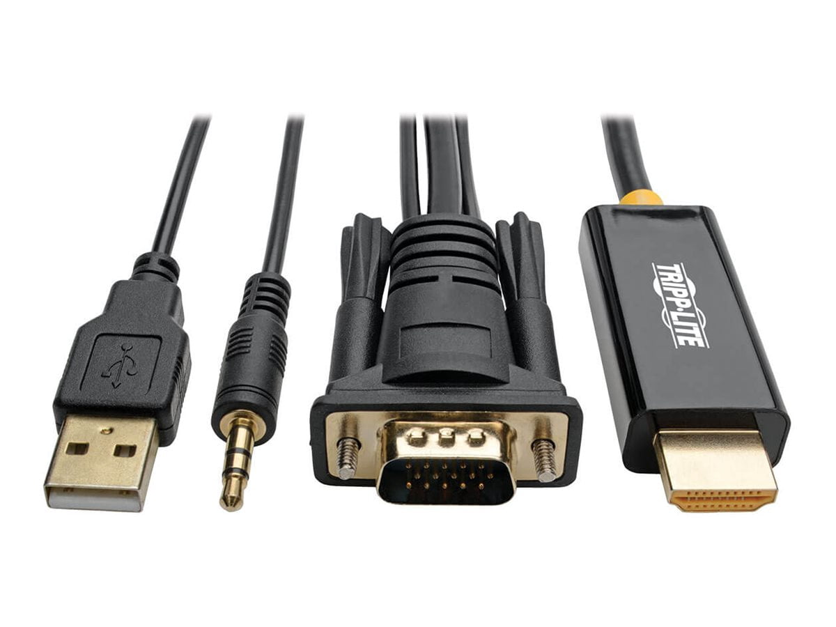VGA + Audio to HDMI Adapter Cable with USB Power, 1920 x 1080 (1080p) @ 60 Hz (M/M), 6 ft.
