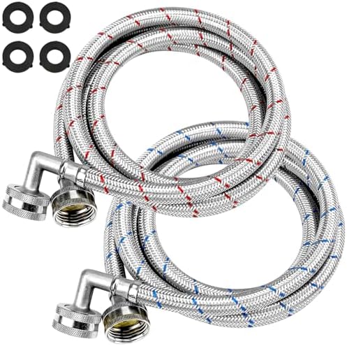 JUWO 12 FT Washing Machine Hoses – 3/4" FHT Stainless Steel Braided, Long Supply Lines For Large Homes