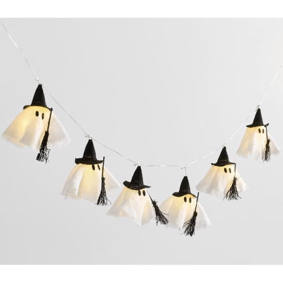 6FT Witch Ghost String Lights Garlands, Light up Halloween Decorations - 6PCS Witch Ghost Garland with LED Lights, Perfect for Haunted House, Fireplace, Porch, Mantel Indoor & Outdoor