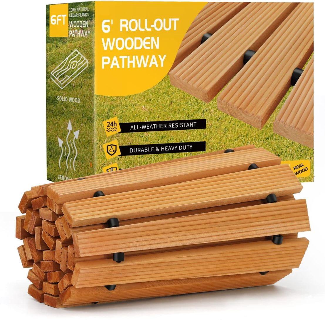 LINSHRY 10FT Wooden Garden Pathway, Outdoor Roll Out Decorative Garden Walkway Weather Resistant Non Slip Hardwood Walkway Pavers For Garden Backyard Beach Wedding Party Pathways LINSHRY 10FT Wooden Garden Pathway, Outdoor Roll Out Decorative Garden Walkway Weather Resistant Non Slip Hardwood Walkway Pavers For Garden Backyard Beach Wedding Party Pathways
