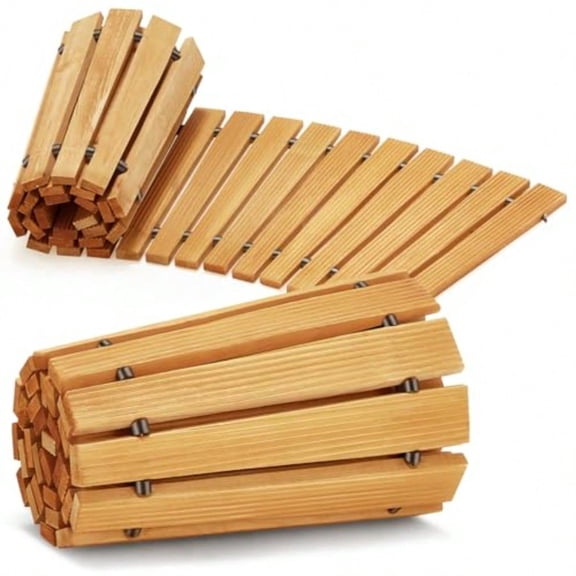 6FT Wooden Garden PathwayOutdoor Roll Out Decorative Curved Walkway WeatherResistant Patio Path NonSlip Pavers Boardwalk For Garden Backyard Beach Wedding Party Pathways