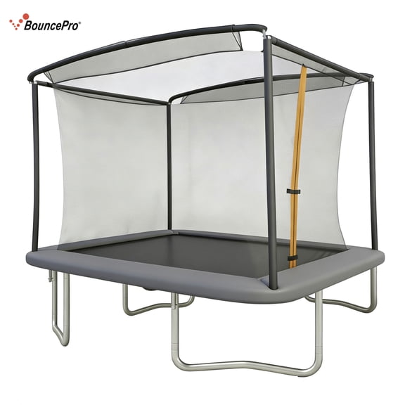 Sportspower BouncePro 6x8ft Trampoline Meets ASTM Safety Standards, Easy-Fold Storage, Heavy-Duty Rust-Resistant Steel Frame, UV-Resistant Jump Mat & Safety Net
