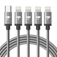 thumbnail image 1 of Aioneus USB C to Light-ning Charging Cable, 4Pack 3/3/6/10FT Nylon Braided Type C Fast Charging Cord Compatible with iPhone 14 13 12 11 Pro Max X XS XR 8 7 6s Plus SE, Grey, 1 of 6