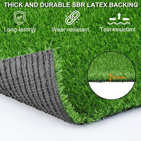 6FT x 10FT Outdoor Artificial Grass Runner - 0.78" Thick Fake Grass Roll for Patio Balcony Dog Pet Turf Drain Mat