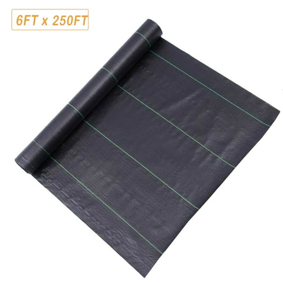 6FT x 250FT Weed Barrier, Heavy-duty Landscape Fabric Ground Cover Polypropylene Cloth Premium Weeds Control Mat Easy Setup for Flower Bed, Pavers, and Other Outdoor Projects