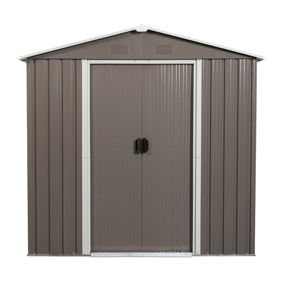 6FT x 5FT Outdoor Metal Storage Shed With Floor Frame Sun Protection Waterproof Storage House With Lockable Sliding Door For Patio Lawn Backyard