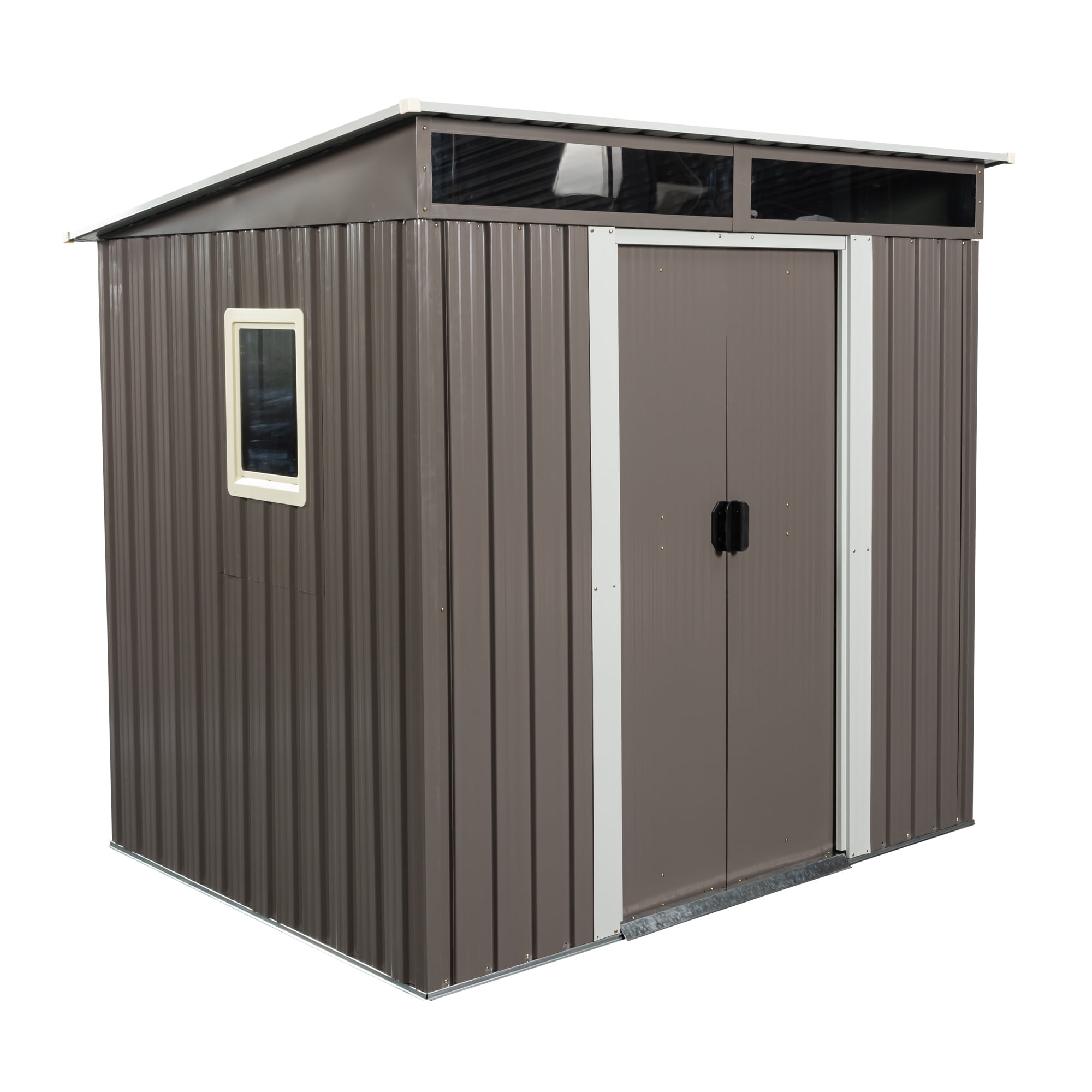 6FT x 5FT Gray Metal Storage Shed with Windows and Floor Frame