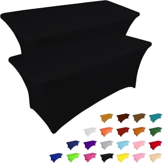 ICEANT 6FT Stretchable Table Cloth 2 Pack, Fitted Spandex Waterproof Table Cover for Rectangular Table, Elastic Wrinkle Resistant Tablecloths for Dining Wedding Party, Black