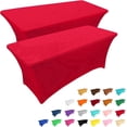 thumbnail image 1 of ICEANT 6FT Stretchable Table Cloth 2 Pack, Spandex Waterproof Table Cover for Rectangular Table, Elastic Wrinkle Resistant Tablecloths for Dining Wedding Party, Red, 1 of 5