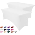 thumbnail image 1 of ICEANT 6FT Stretchable Table Cloth 2 Pack, Spandex Waterproof Table Cover for Rectangular Table, Elastic Wrinkle Resistant Tablecloths for Dining Wedding Party, White, 1 of 6