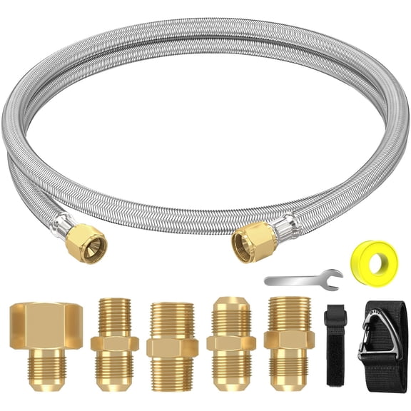 6Feet Braided Propane Hose Extension with Conversion Couplings for BBQ Grill Fire Pit Heater