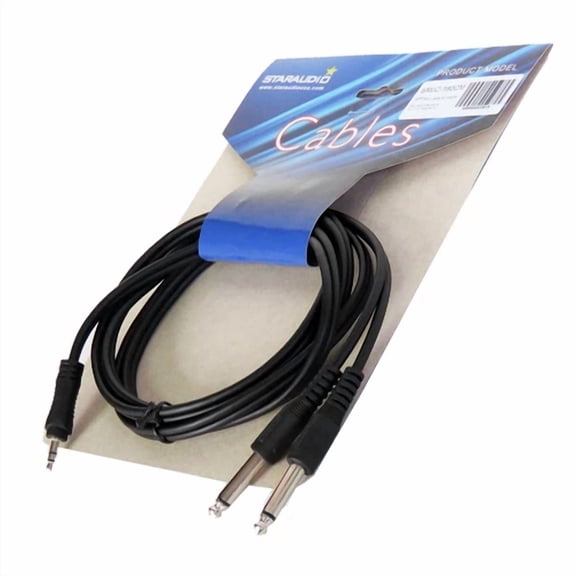 6Ft 1/4 Inch Ts Mono Y-Splitter Cable 3.5Mm Aux Mini Jack To Jack Breakout Cord