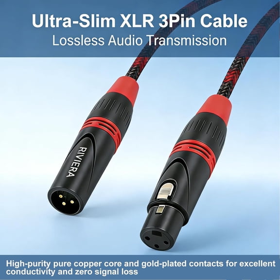 6Ft 1.8M Ultra-Slim XLR 3Pin Male to Female DMX Cable  Pure Copper, Gold-Plated, Tangle-Free & Durable for Musical Instrument Audio Devices and Stage Lighting 1 Pack