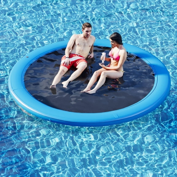 6Ft-12Ft Inflatable Dock Floating Platform, Inflatable Tanning Pool Sunchill Float Ring, Heavy Duty Water Hammock Floats for Adults,Floating Island for Lake Pool Beach Party