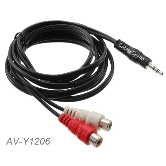 6Ft 3.5Mm Stereo Male To 2-Rca Female Rd/Wh Audio Cable, Cablesonline Av-Y1206
