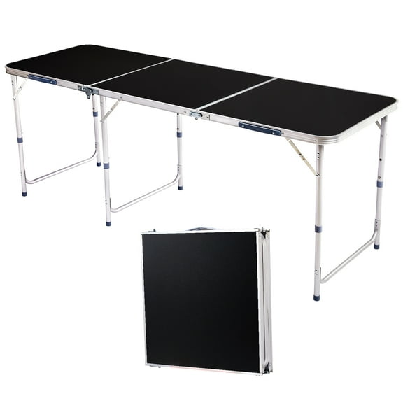 6Ft Aluminum Alloy Folding Table, Portable, Durable, for Family Reunions, Picnics, Camping black