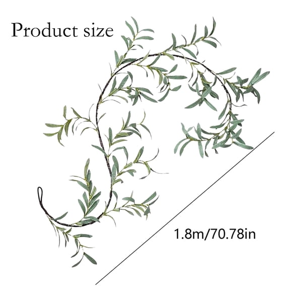 6Ft Artificial Olive Garland with Lights Battery Operated Timer Function Twig Vine Greenery Pre-Lit Garland Christmas Spring Fireplace Mantle Indoor Outdoor Home Holiday , Olive Leaf Vine * 2 Pcs