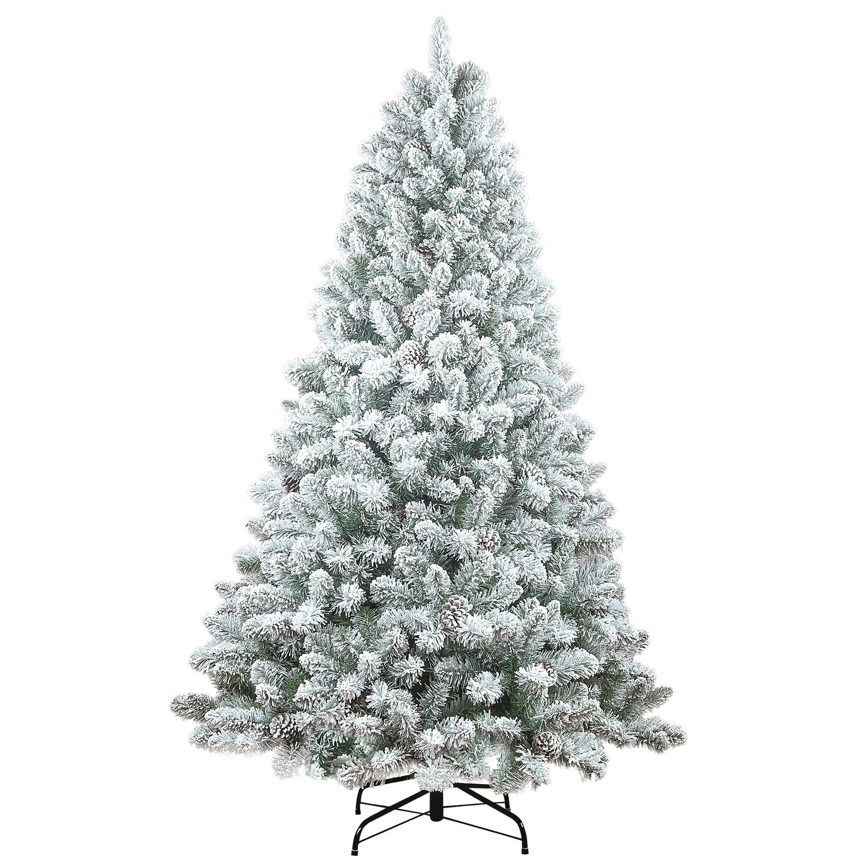6Ft Artificial Tree, White Flocked pine Premium Christmas Tree, 888 Realistic PE & PVC Mixed Tips
