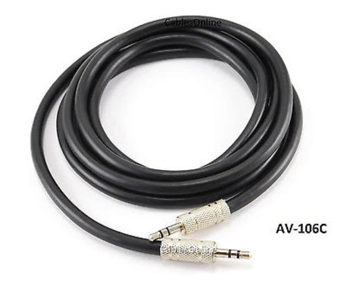 6Ft Cablesonline 3.5Mm (1/8") Trs Male To Male Black Audio Cable, Av-106C