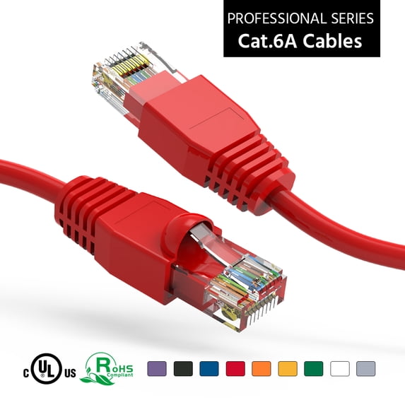 ACCL 6Ft Cat6A UTP Ethernet Network Booted Cable Red, 3 Pack