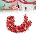 thumbnail image 1 of 6Ft Christmas Garland Shiny Foil Metallic Snowflake Xmas Tree Garland Glitter Hanging Christmas Tree Decorations For Fireplace Mantle Stairs Xmas Wedding/ Christmas decoration ribbon red, 1 of 7